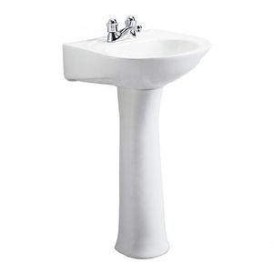 Lavamanos POMPANO PLUS blanco con pedestal largo colgado a muro. - EDESA
