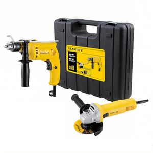 Combo de amoladora angular de 4-1/2" 620W + Taladro Percutor de 1/2" 600W con maletín. - STANLEY