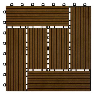 Piso DECK modular plástico con superficie antideslizante tipo madera café oscuro. - K PRO
