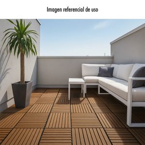 Piso DECK modular plástico con superficie antideslizante tipo madera café oscuro. - K PRO