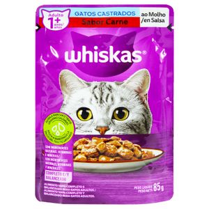 Alimento húmedo con sabor a CARNE en salsa para gatos esterilizados mayores a 1 año 85 gr. - WHISKAS