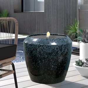 Fuente decorativa para jardín tipo PIEDRA tallada oscura de 48,3 x 55,5 x 48,3 cm. - K HOME