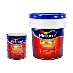 Kit INTERVINIL blanco puro de alta resistencia al lavado y restregado CANECA + GALÓN. - PINTUCO