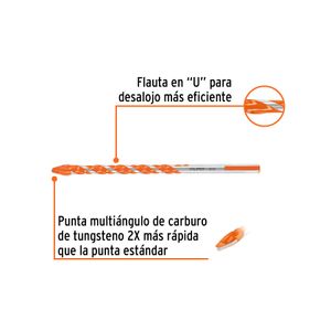 Broca multimaterial 5/16" x 6" con punta multiángulo. - TRUPER