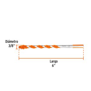Broca multimaterial 3/8" x 6" con punta multiángulo. - TRUPER