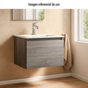Mueble suspendido para baño diseño DUBLIN HUMO color gris sin lavabo ni grifería. - BRIGGS