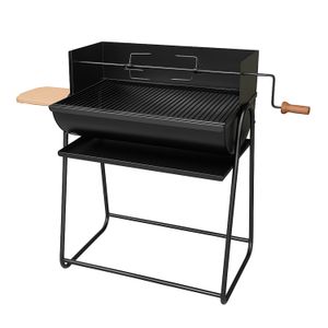 Parrilla metálica para carbón con respaldo de madera y pincho para grill. - METAL MECANICA SCHETTINI