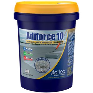 Impermeabilizante elastomérico ADIFORCE FIBRA 10 AÑOS Gris para cubiertas y terrazas 25 kg. - ADITEC