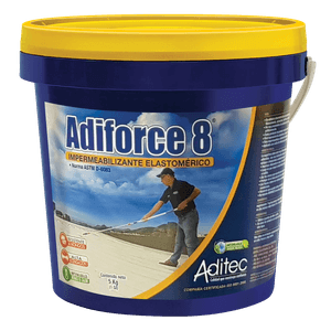 Impermeabilizante elastomérico ADIFORCE 8 AÑOS Gris flexible para cubiertas y terrazas 5 kg. - ADITEC