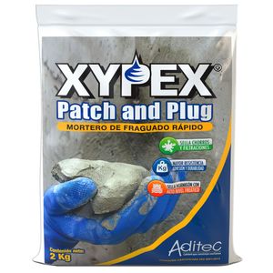 Mortero de fraguado rápido PATCH AND PLUG para reparar fugas y grietas estructurales 2 kg. - ADITEC