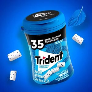 Chicles sin azucar con sabor artificial a MENTA; Estuche x 35 chicles 45,5 gr. - TRIDENT
