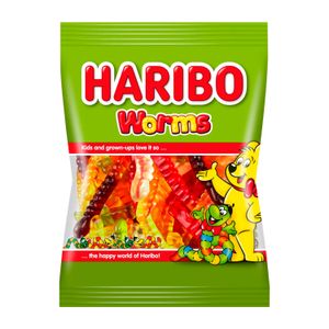 Gomitas WORM con sabores surtidos a frutas 80 gr. - HARIBO