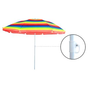 Paraguas playero de 180 cm con diseño de líneas multicolor. - TOSKANA