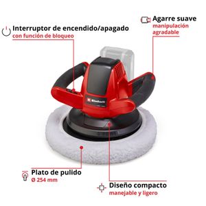 Pulidora inalámbrica de 10" de 18V de 2500 RPM. - EINHELL