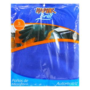 Set de 3 paños de microfibra de 40 cm x 40 cm para uso automotriz. - MASTER