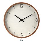 Reloj-redondo-de-pared-con-apariencia-de-tejido-y-marco-de-madera.---ORGILL