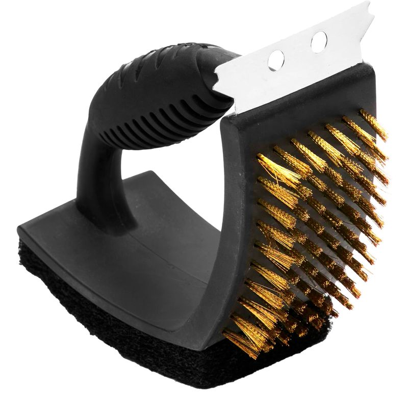 Cepillo-Raspador-CURVO-para-parrillada-de-BBQ-incluye-cuchilla-y-esponja-3-en-1.---OUTSET