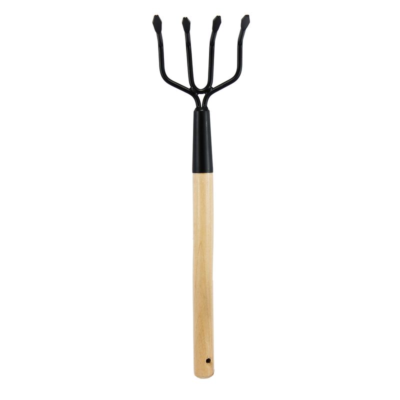 Rastrillo-de-aluminio-con-4-dientes-y-mango-pequeño-de-madera.---WRT