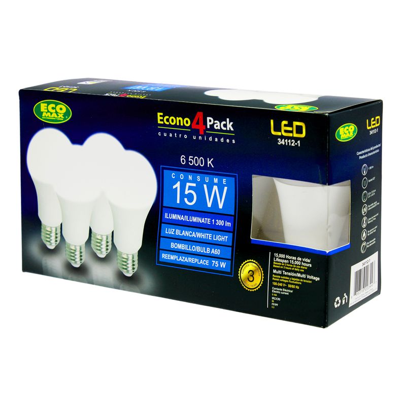 Pack-de-4-focos-LED-con-luz-blanca-y-15-W-de-potencia.---ECO-MAX