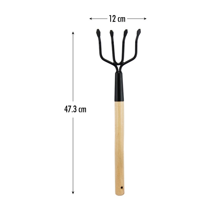 Rastrillo-de-aluminio-con-4-dientes-y-mango-pequeño-de-madera.---WRT