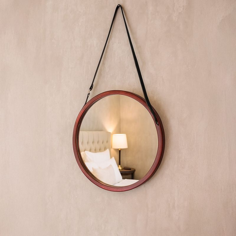 Espejo-colgante-en-forma-de-circular-con-correa-de-cuerina-para-pared-de-color-negro.---KENNEDY