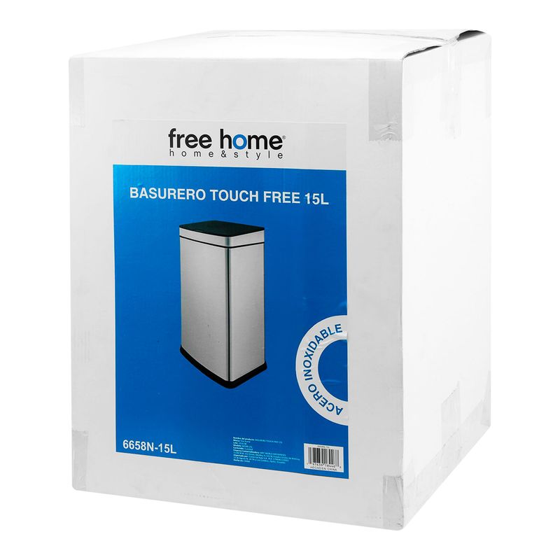 Basurero-plateado--Touch-free--con-15-lt-de-capacidad.---FREE-HOME