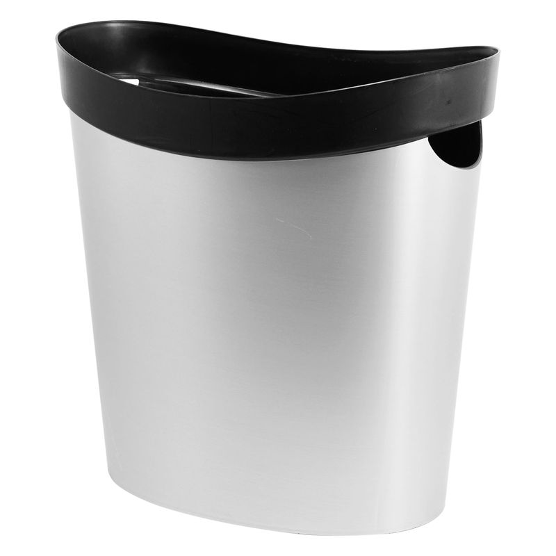 Papelera-ovalada-plastica-de-12-lt-con-diseño-metalico-con-negro.---EZY-STORAGE