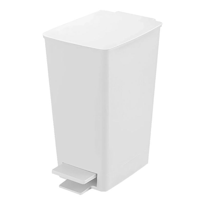 Basurero-con-pedal-blanco-de-diseño--SLIM--con-8-lt-de-capacidad.---RIMAX