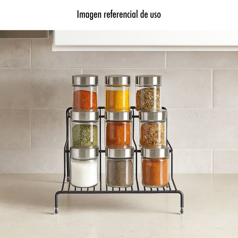 Organizador-de-cocina-negro-con-3-niveles-y-estructura-metalica.---KENNEDY