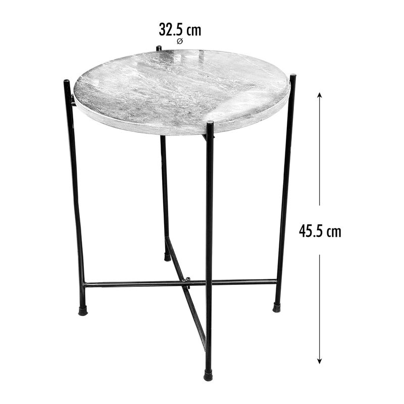 Mesa-auxiliar-redonda-tipo-piedra-con-estructura-metalica-negra.---ORGILL