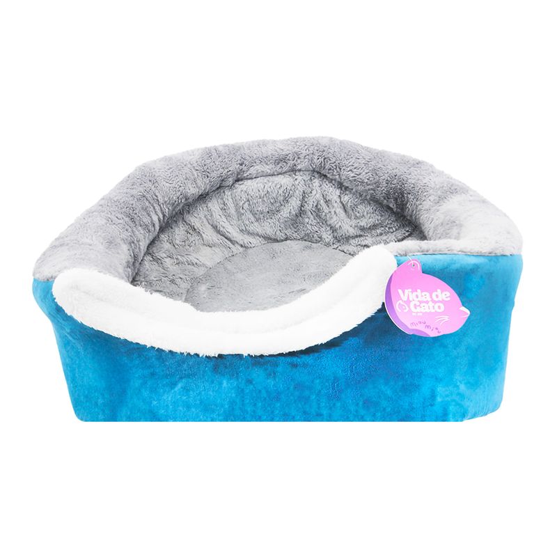 Cama-2-en-1-para-gato-en-color-turquesa-y-gris-talla-L---VIDA-DE-GATO