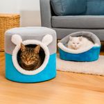 Cama-2-en-1-para-gato-en-color-turquesa-y-gris-talla-L---VIDA-DE-GATO