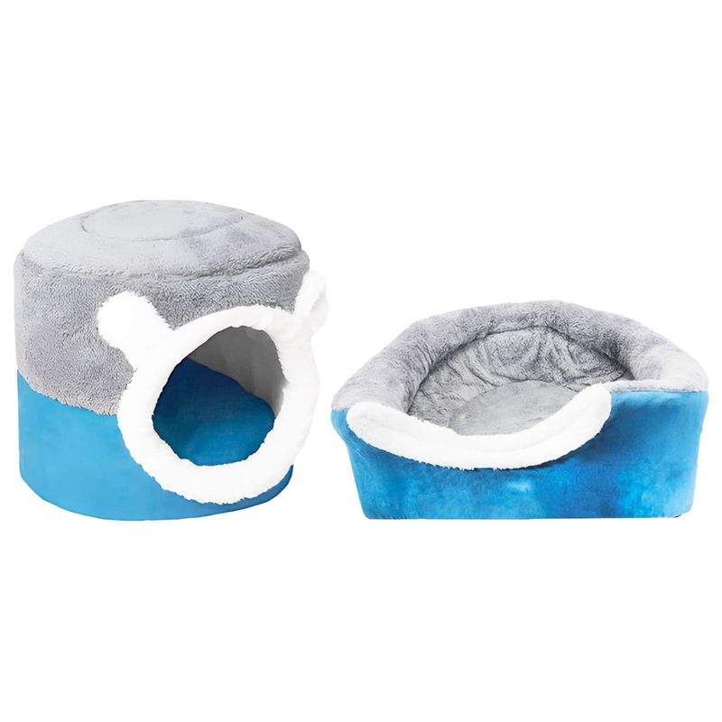 Cama-2-en-1-para-gato-en-color-turquesa-y-gris-talla-L---VIDA-DE-GATO