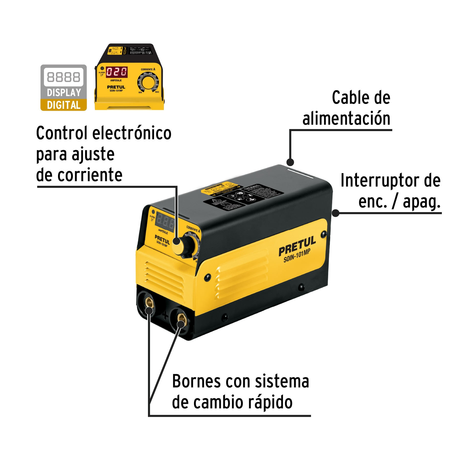 Mini soldadora INVERTER 100A, 127V para soldadura SMAW con Display para ...