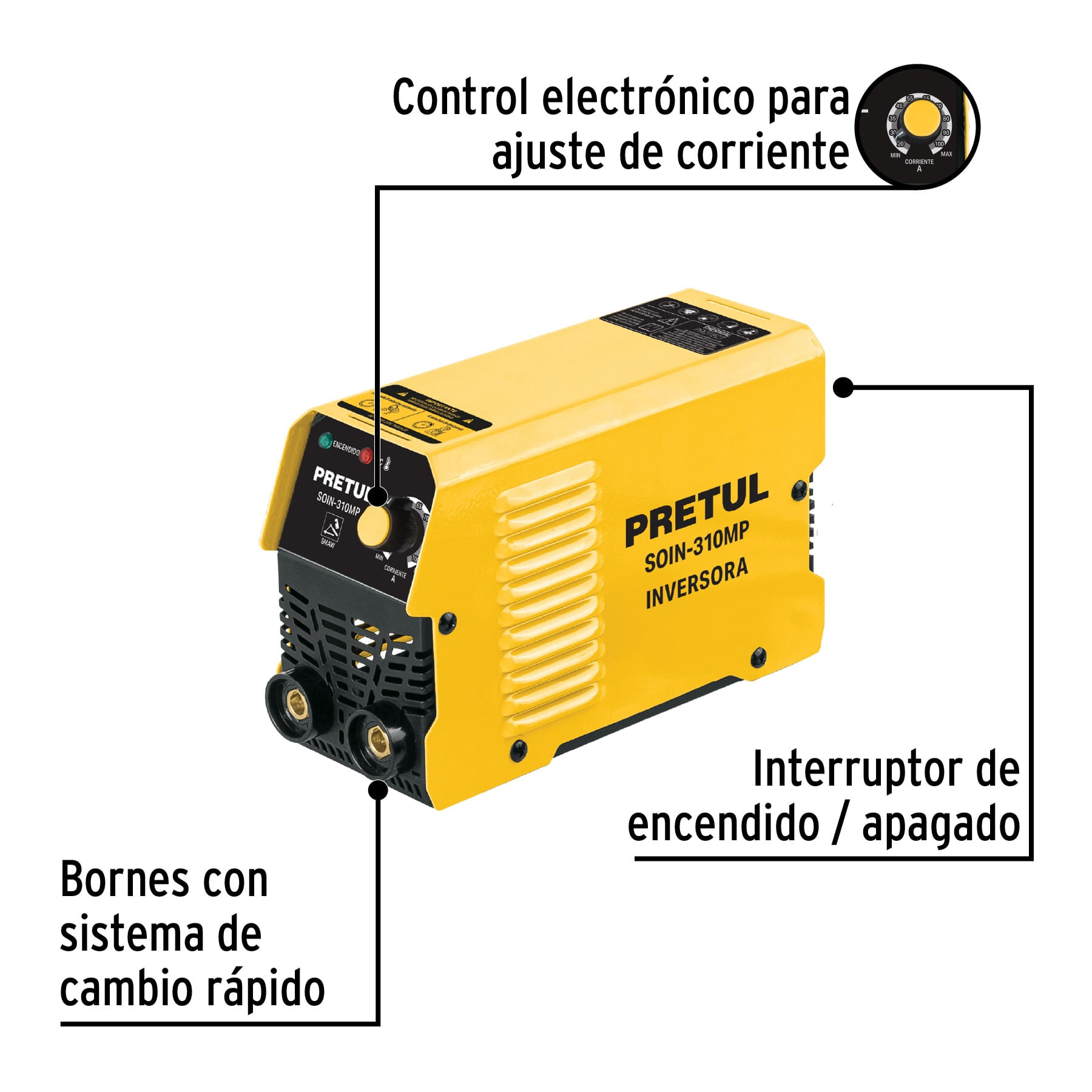 Mini soldadora INVERTER 100A, 127V Serie 300 para soldadura con ...