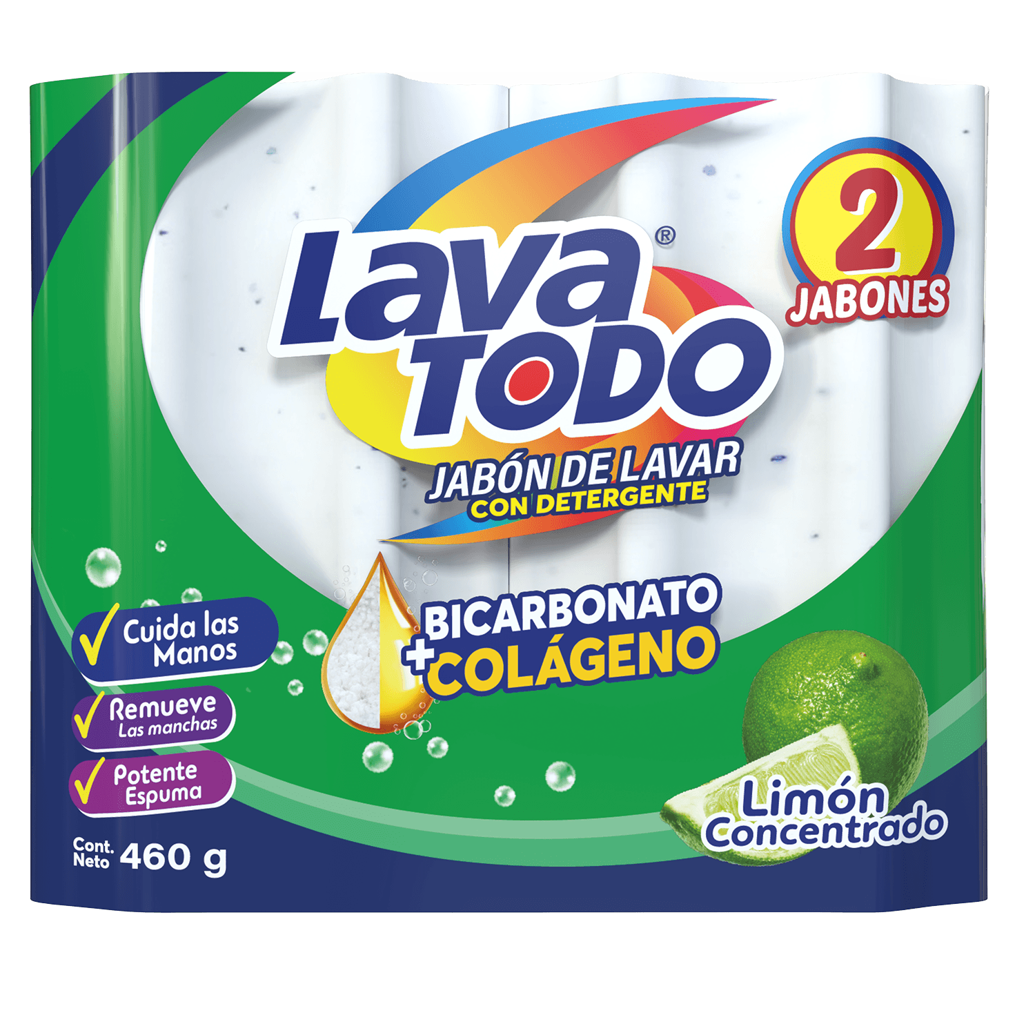 Jabon Lavatodo Limon Bipack 460Gr - Kywi