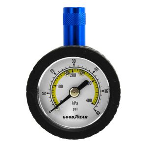 Medidor de aire compacto de hasta 60 Psi con forma de llanta. - GOODYEAR