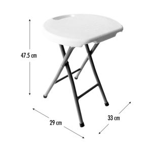 Taburete plegable color blanco con patas grises, de 33 x 29 x 47,5 cm. - TRITON
