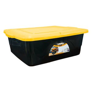 Caja de almacenamiento "Utility box" de 30 lt, color negro con tapa amarilla. - PLAPASA