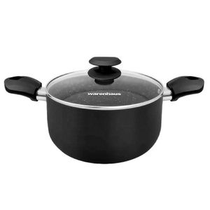 Olla mediriano negra, hecha de aluminio, para cocina a gas, eléctrica o cerámica. - WARENHAUS