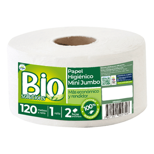Papel higiénico industrial jumbo doble hoja precortada de 120 metros. - BIO SOLUTIONS