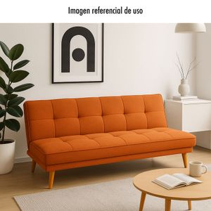 Sofa cama FUTON JASPEADO de 175 cm de 3 puestos color naranja. - WRT