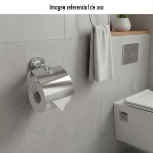 Portarrollo con cubierta de acero inoxidable color CROMO de la línea AQUA. - FOSET