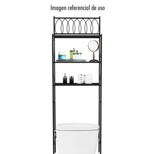 Organizador de baño hecho de metal en color negro con 3 niveles para almacenar. - HOMESTAR