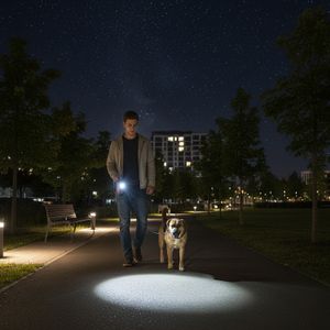 Collar Negro P/Perro Retactil C/Linterna - DUKES