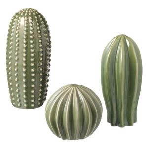Juego de 3 cactus de porcelana para decoración. - ORGILL
