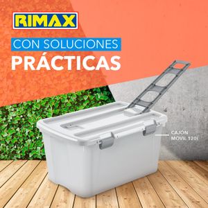 Organizador móvil con ruedas y sujetador, con tapa, color gris, capacidad de 120 L. - RIMAX