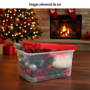 Organizador móvil Rattan 2 rojo con diseño de navidad, de plástico. - PLAPASA