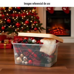 Organizador móvil Rattan 2 dorado con diseño de navidad, de plástico. - PLAPASA