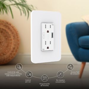 Tomacorriente + USB + Smart Wifi , control de voz, fácil acceso de Wifi. - NEXXT